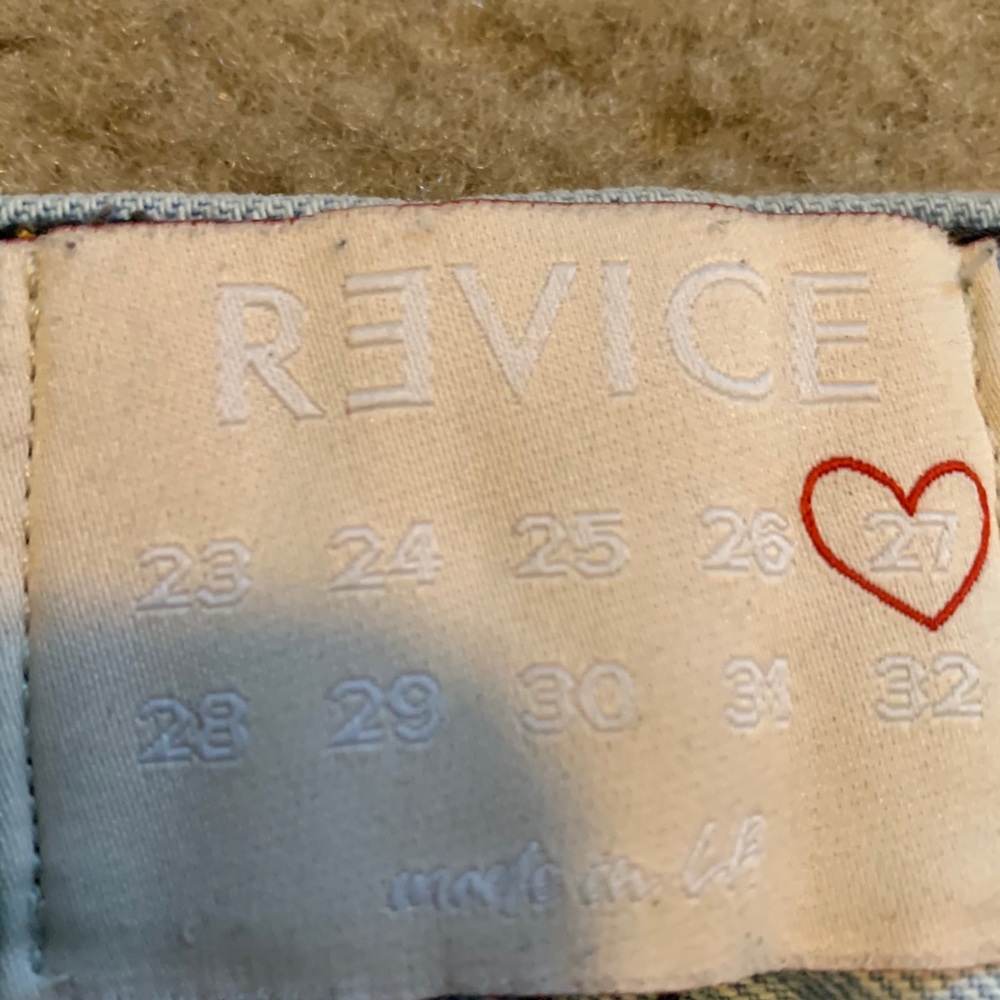 Revice Denim light wash front with Leather Back